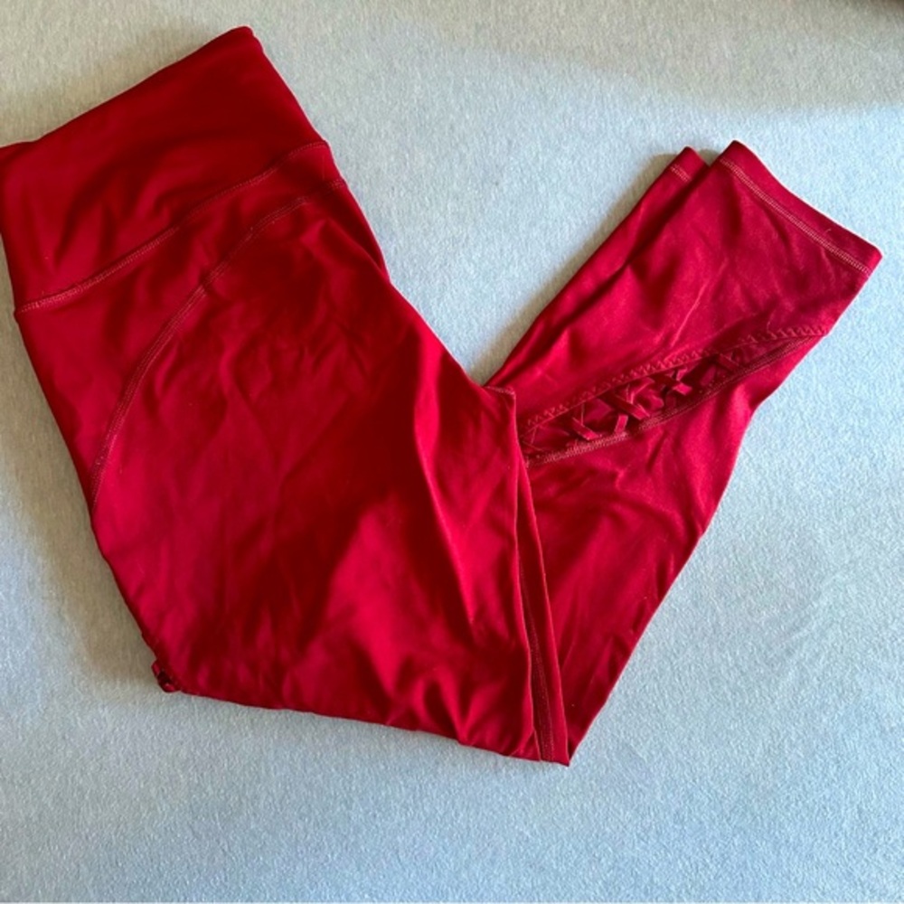 Victorias Secret Dark Red Leggings - Large Short - Lace Up Panel